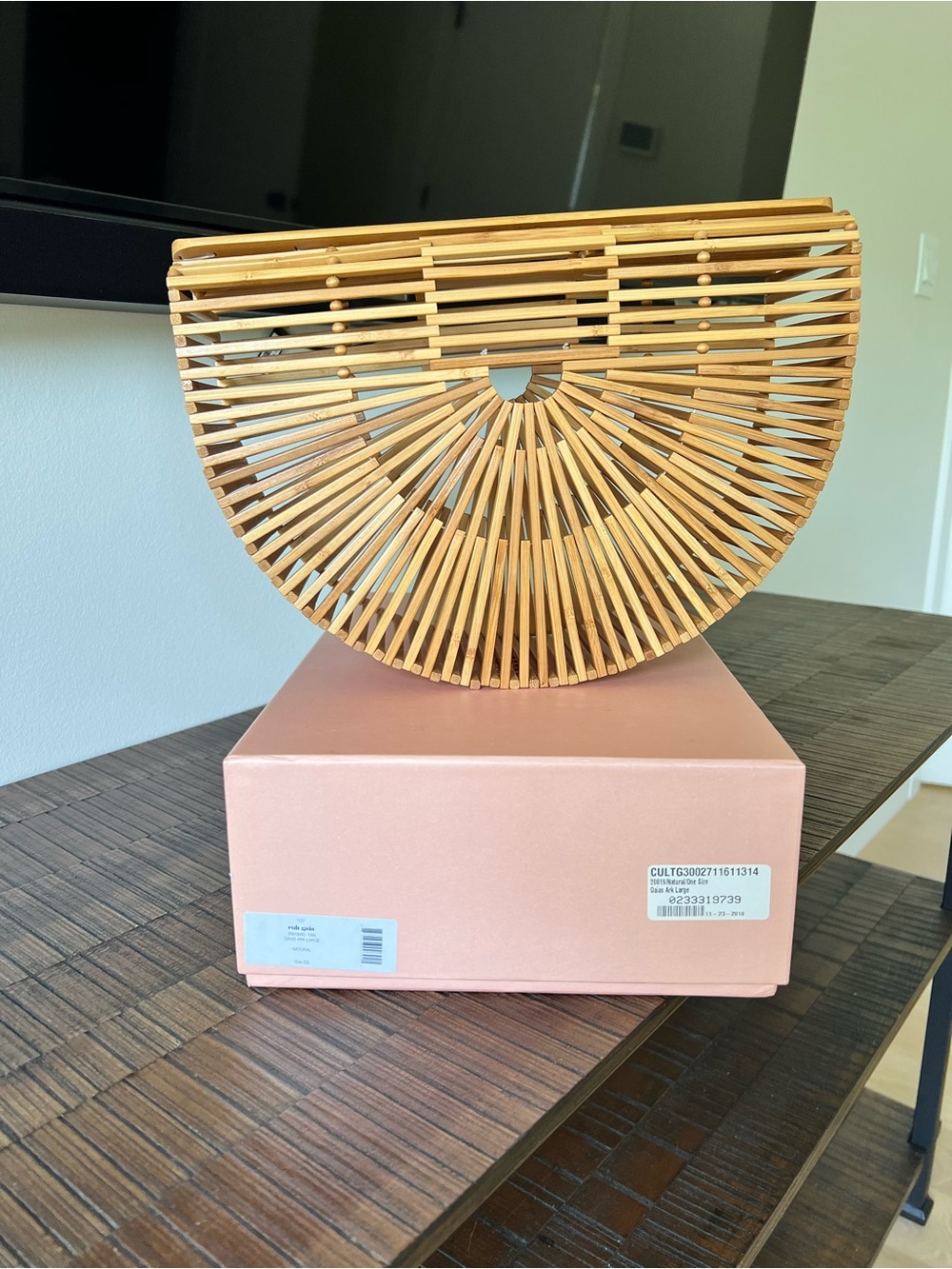 Semi-Circle Bamboo Arc Handbag - Natural Tan